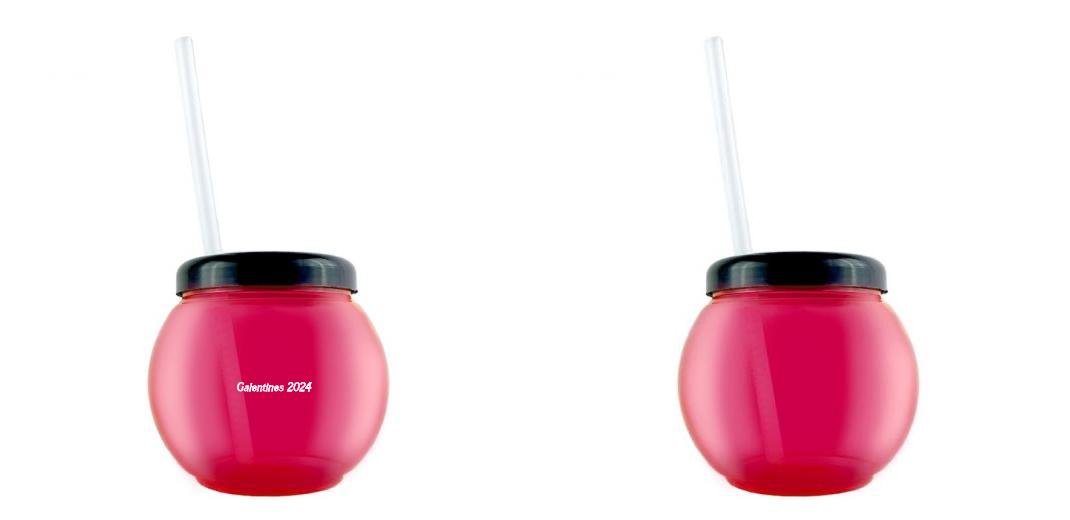 BarConic® 20 oz Pink Fishbowl With Lid and Straw