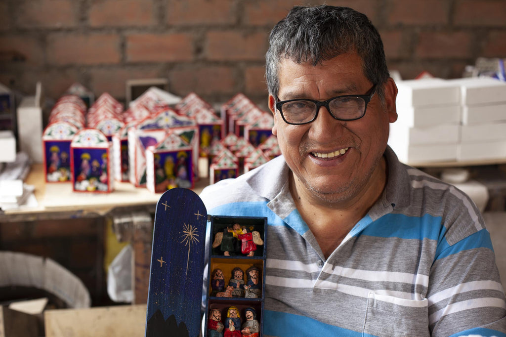 Retablo mirror - Andean Scenes