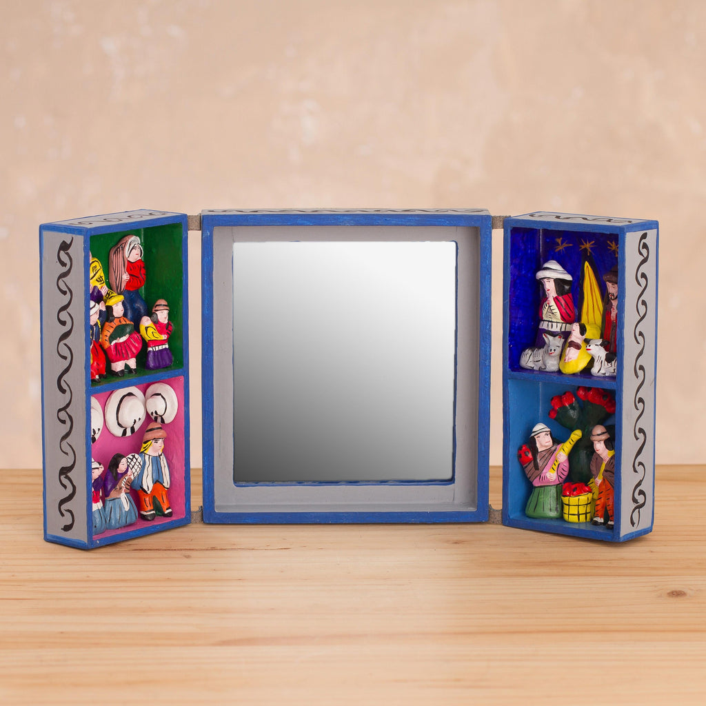 Retablo mirror - Andean Scenes