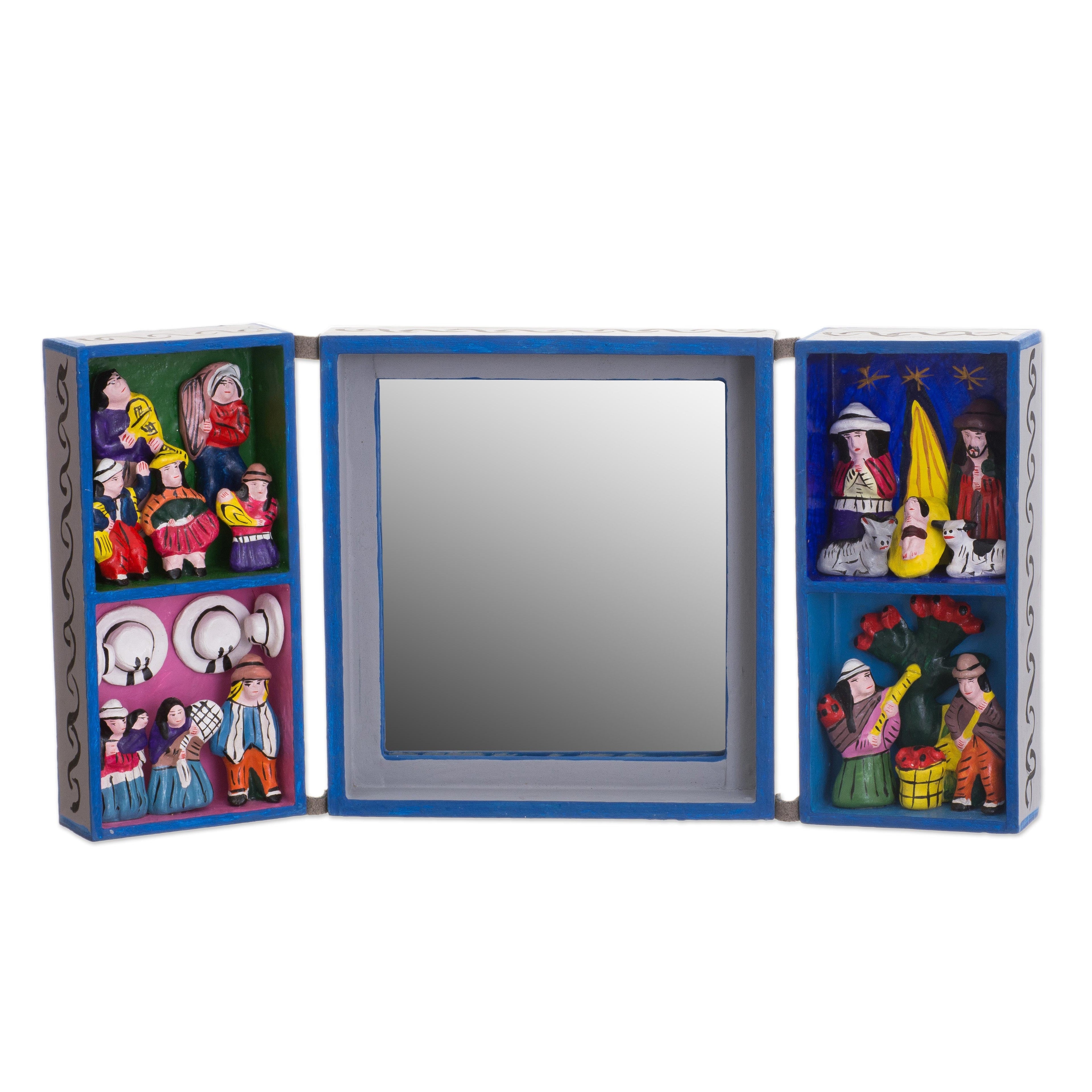 Retablo mirror - Andean Scenes