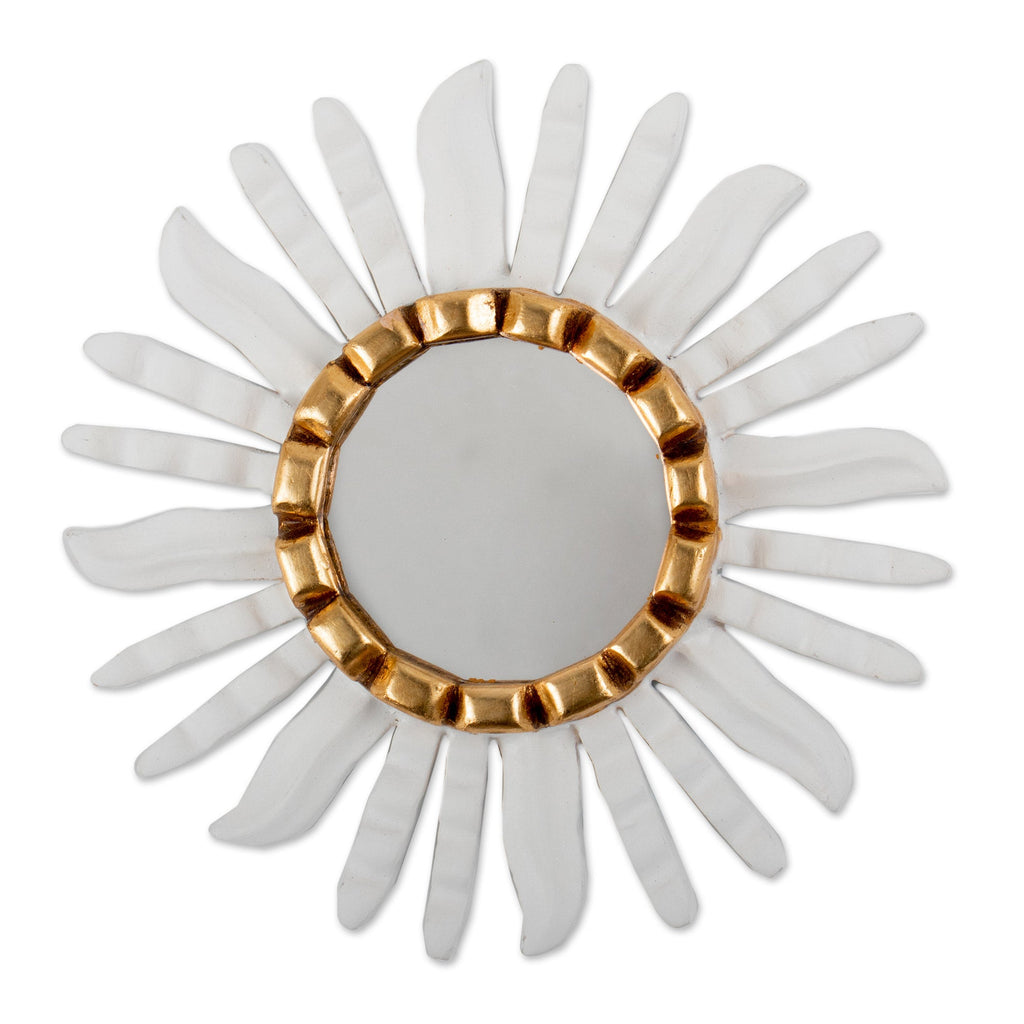 Antiqued Sun-Themed Bronze Gilded Wood Wall Mirror from Peru - Sun Fest