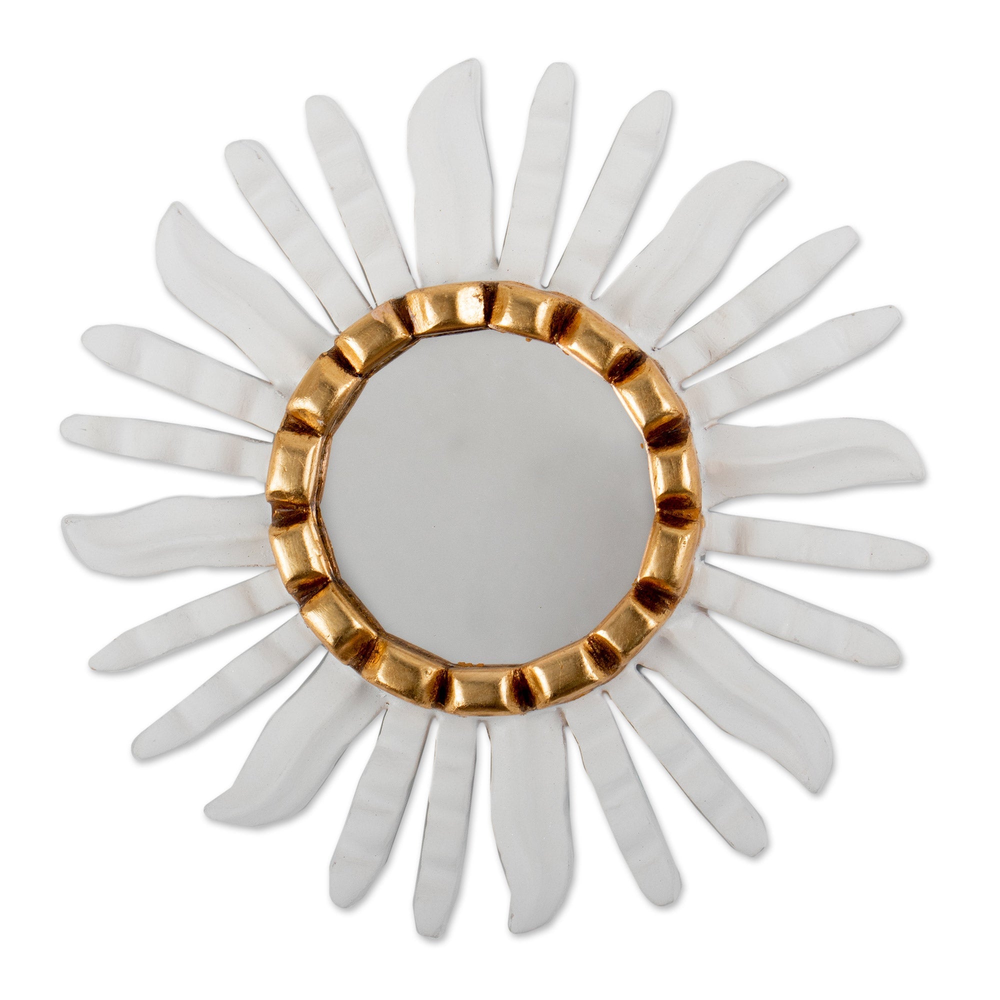 Antiqued Sun-Themed Bronze Gilded Wood Wall Mirror from Peru - Sun Fest