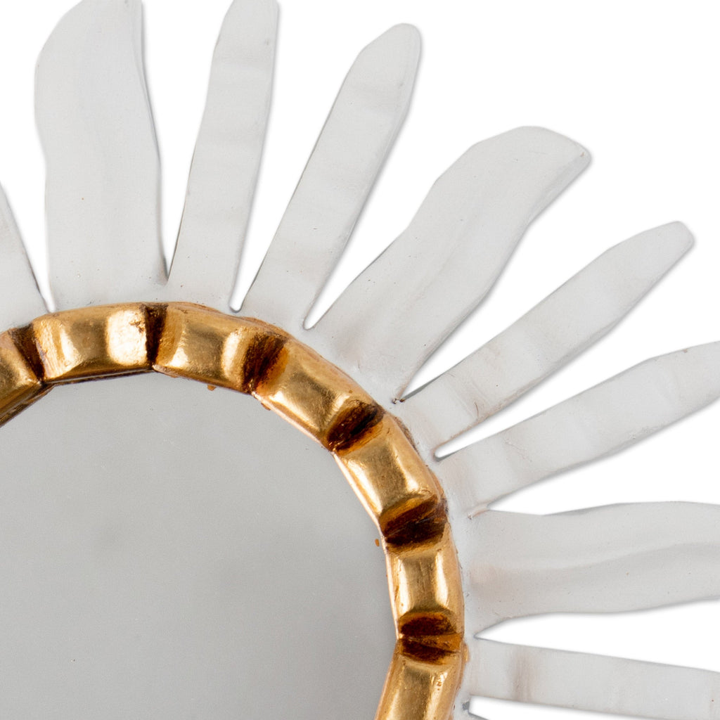 Antiqued Sun-Themed Bronze Gilded Wood Wall Mirror from Peru - Sun Fest