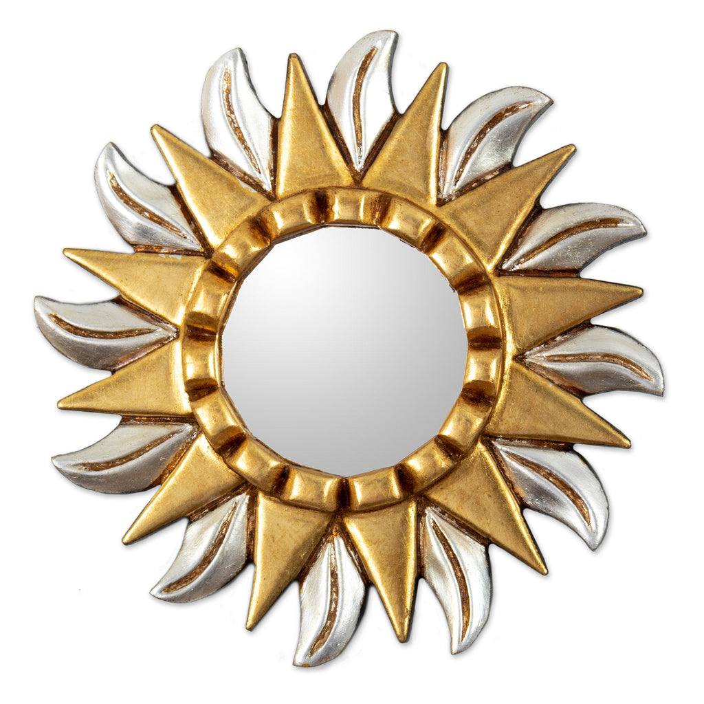 Gilded Bronze and Aluminum Wood Sunflower Wall Mirror - Peruvian Sunflower