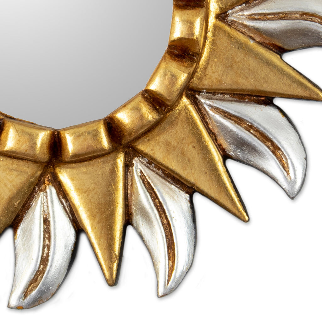 Gilded Bronze and Aluminum Wood Sunflower Wall Mirror - Peruvian Sunflower