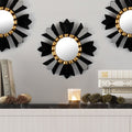 Sun-Themed Black Bronze Gilded Wood Wall Accent Mirror - Wisdom Beams