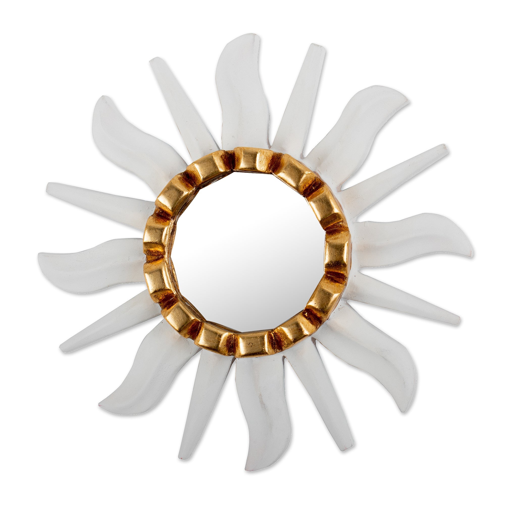 Modern Abstract Bronze Gilded Wood Wall Accent Mirror - Celestial Shining