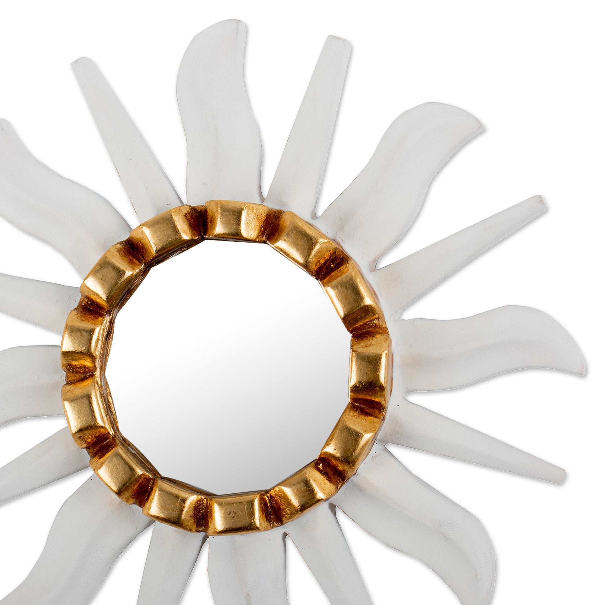 Modern Abstract Bronze Gilded Wood Wall Accent Mirror - Celestial Shining