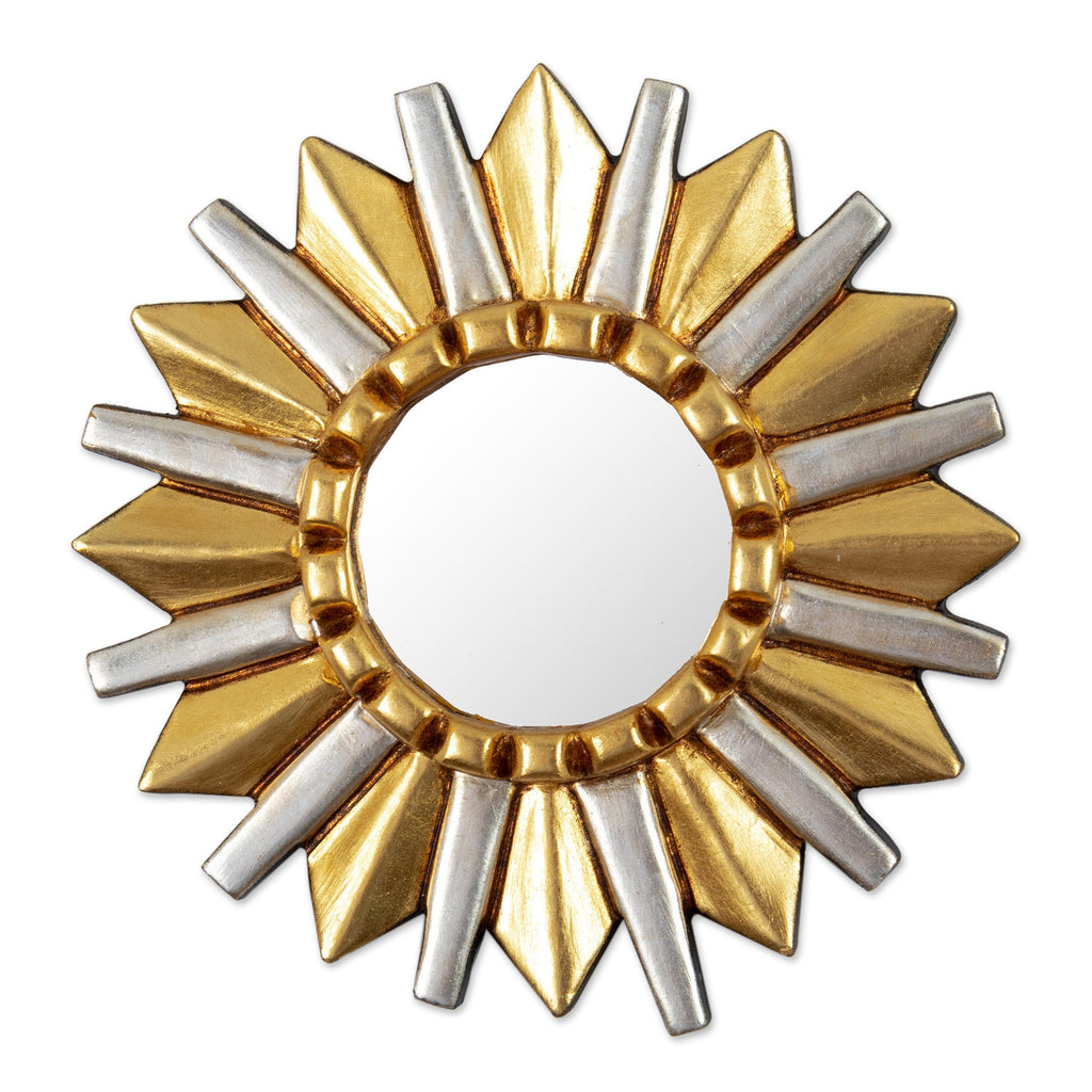 Antique Wood Star Wall Mirror with Bronze & Aluminum Leaf - Star