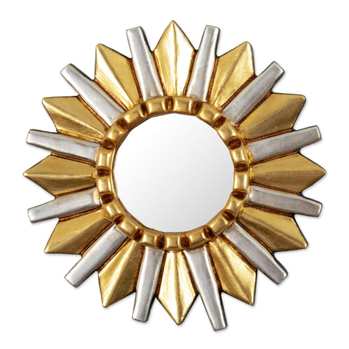 Antique Wood Star Wall Mirror with Bronze & Aluminum Leaf - Star