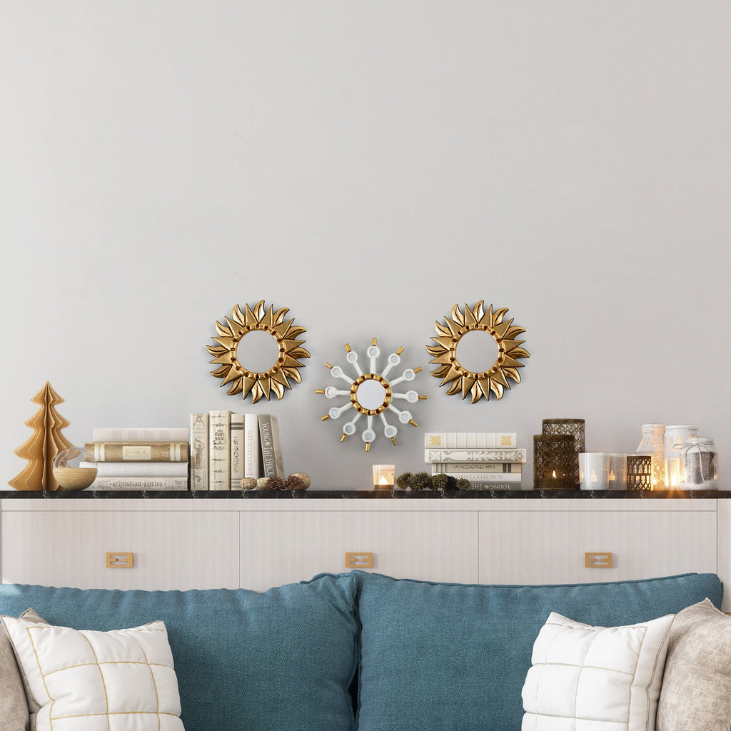 Modern Reverse Painted Glass Wall Mirror with Bronze Leaf - Moonlight